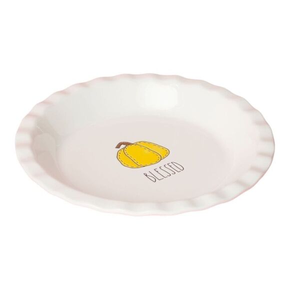 RAE DUNN 10.5in Ceramic Blessed Pumpkin Pie Dish - Picture 1 of 1
